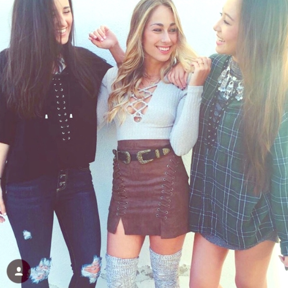 LF suede brown skirt